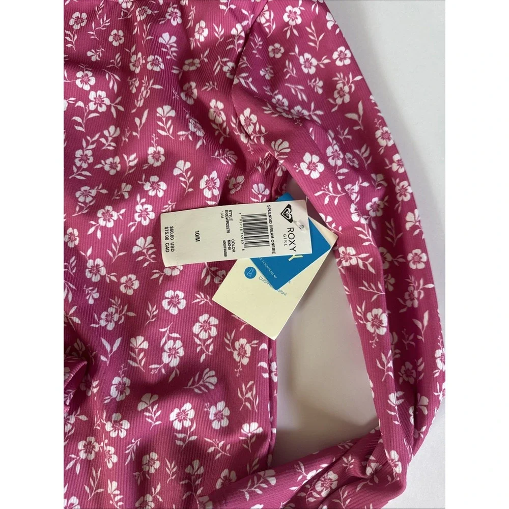 Roxy Girls 10 M Splendid Dream Pink Floral LS UPF 50 Swimsuit ERGWR03279